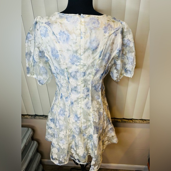 Altard State Whitley Seamed Floral Puff Sleeve Dress Size Large - Picture 6 of 8